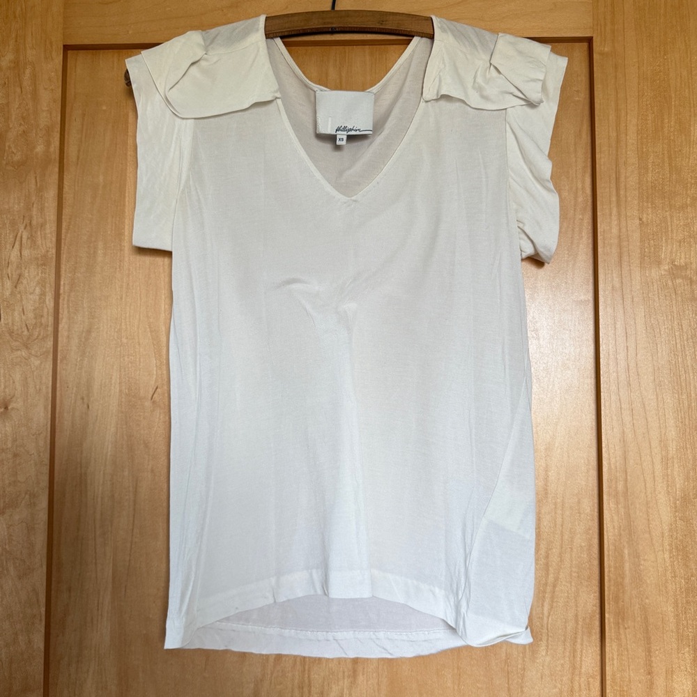 Phillip Lim Silk Cotton Blend Cream V-Neck Top